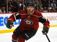 Nate Prosser skates up the ice during Minnesota's 4-1 win over the Edmonton Oilers. Photo Credit ~ Jordan Doffing.