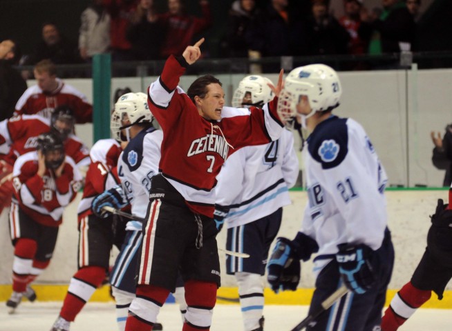 The celebration was on for Colin Hughes after Centennial's section title win. (MHM Photo / Jordan Doffing)