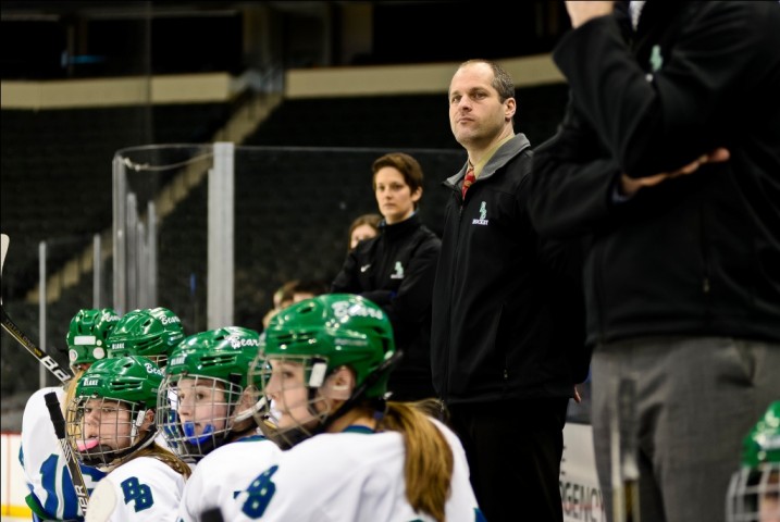 Coach Shawn Reid and the Blake Bears look forward to playing for a third consecutive Class 1A girls' state title on Saturday. (MH Photo / Tim Kolehmainen)