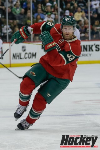 Former Gopher Jordan Leopold made is Wild debut on Tuesday in Minnesota's win over Ottawa at Xcel Energy Center. (MHM Photo / Jeff Wegge)